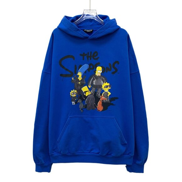 DM0459 Balenciaga x simpsons joint dark blue character slogan print cotton